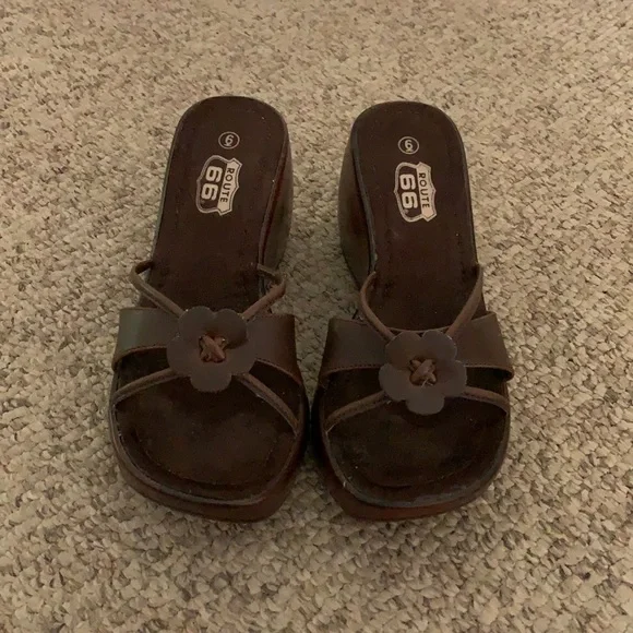 Vtg 90s Route 66 brown platform Y2K strappy sandals sz 6 - Picture 3 of 7